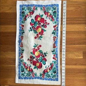Vintage Cotton Floral Fruit Print Table Runner 1950's